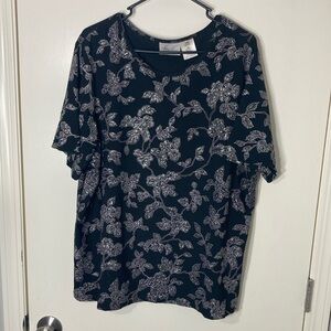 Kathie Lee Vintage Women’s Black Short Sleeve Glitter Top Plus‎ Size 18W